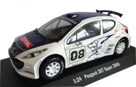 White 1:24 Scale Diecast PEUGEOT 207 Super 2000 Model