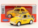 Yellow 1:36 Scale Kids Welly Diecast Fiat Nuova 500 Taxi Toy