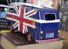 British Style Blue Tinplate Made Vintage VW Bus Model