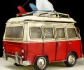 Handmade Red / Green Medium Scale Tinplate VW Bus Model