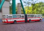 1:64 White-Red BK670 Diecast Beijing Articulated Bus Model