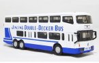 1:76 Scale White / Red / Blue Nanjing Double-Decker Bus Model