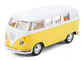 Pull-Back Kids Red / Yellow / Green Diecast VW Bus Toy