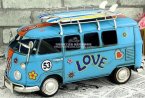 LOVE Words Blue Medium Scale Tinplate Vintage VW Bus Model