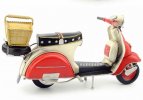 Red-White Vintage 1:6 Scale Tinplate Vespa Scooter Model