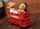 Red / Blue Resin Saving Box London Double Decker Bus Toy