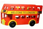 Kids Red Wooden Double-decker London Bus Toy With Passengers