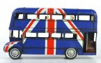 Large Scale Deep Blue Vintage Tinplate London Double-Decker Bus