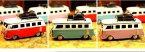 Small Scale Tinplate Red / Pink / Green Vintage Style Bus Model