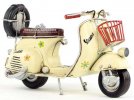 Flowers Painting White 1:8 Vintage Tinplate Vespa Scooter Model