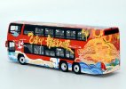 Red 1:64 Dragon Painting Diecast Ankai Double Decker Bus Model