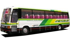 White-Green 1:76 Scale CMNL Die-Cast Mitsubishi Aero Bus Model