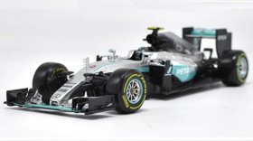 Silver 1:18 Bburago Diecast Mercedes Benz F1 Car Model