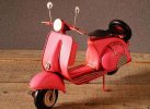 1:7 Scale Red / Pink Vintage Tinplate Vespa Scooter Model