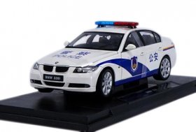 White 1:18 Scale Welly Police Theme Diecast BMW 330i Model