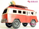 Medium Scale Red-White Tinplate 1962 VW Sliding Plate Bus Model