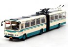 White-Blue 1:64 Diecast Beijing Articulated Trolley Bus Model