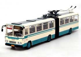 White-Blue 1:64 Diecast Beijing Articulated Trolley Bus Model