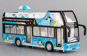 Blue Polar Travel Diecast Double Decker Sightseeing Bus Toy