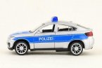 Kids 1:43 Scale Silver Diecast BMW X6 Police Car Toy