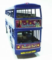 Long Scale Blue Plastics Kids Double-Decker Bus Toy