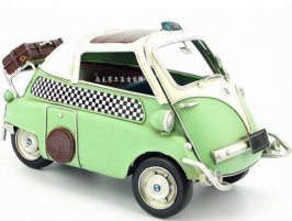 Green Retro 1:10 Scale Tinplate 1957 BMW Isetta Taxi Model