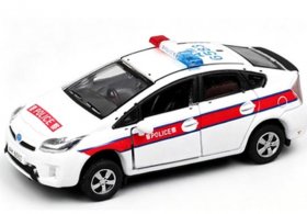 1:64 Scale White-Red Tiny Police Diecast Toyota Prius Model