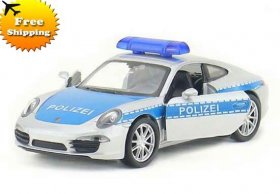 1:36 Kids Blue-Silver Welly Diecast Porsche 911 Carrera Toy