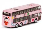 Pink 1:87 Scale Kids Penguin Diecast Double Decker Bus Toy