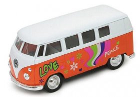 Blue / Orange Kids 1:36 Scale Welly Diecast 62 VW Bus Toy