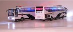 1:50 Scale White Police Bus Theme Five Opening Doors Bus Toy