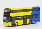 1:120 Blue-Yellow Diecast Volvo B8L Double Decker Bus Model
