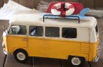 Vintage Blue / Yellow Medium Scale Tinplate VW Bus Model