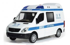 1:32 White-Blue Diecast Mercedes Benz Sprinter Police Toy