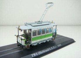 Atlas 1:87 Scale Green-White TW4 Herbrand A.E.G 1894 Tram Model