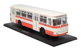 White-Orange 1:43 Scale Die-Cast Soviet Union LIAZ 677 Bus Model