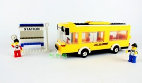 DIY ABS Made Kids Yellow Educational School Bus Toy