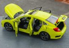 Yellow 1:18 Scale Diecast 2019 Honda Civic Car Model