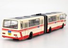 1:64 White-Red NO.1 Diecast Jinghua BK6170 Articulated Bus Model