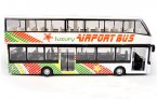 1:32 Scale Kids White Airport Theme Double Decker Bus Toy