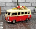 Medium Scale Red-White Vintage Style Bus Model