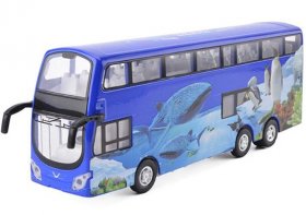 Kids Pull-Back Function Red /Blue Die-Cast Double Decker Bus Toy