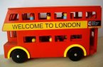 Kids Red Wooden Double-decker London Bus Toy With Passengers