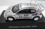 Silver 1:43 Scale JADI Diecast Peugeot 206 WRC 2000 Model