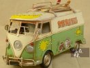 Red / Green Tinplate Medium Scale Vintage VW Bus Model