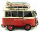 Medium Scale Tinplate Red / White Handmade Vintage VW Style Bus