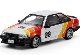 1:64 Scale Red-White Diecast Toyota Corolla Levin AE86 Model