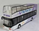 1:32 Scale White-purple Half Roof Double Decker City Tour Bus