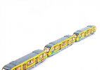 Kids Blue /Red /Yellow /Green Diecast Three Carriages Tram Toy