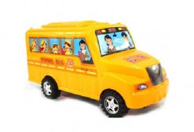 Kids Yellow Plastics Pull Wire School Bus Toy